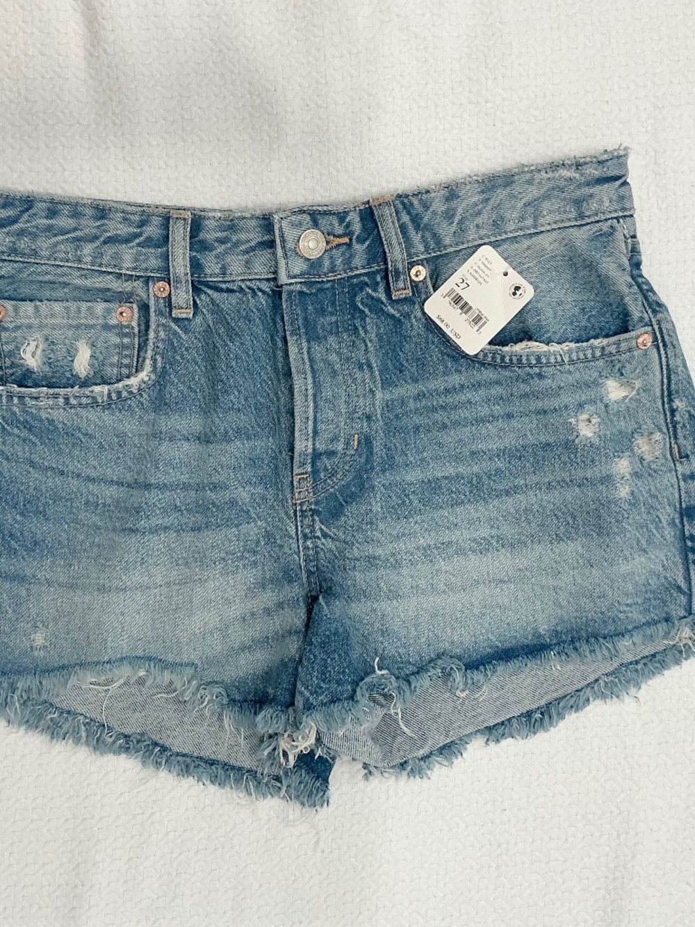 NEW Free People We The Free Distressed Denim Cutoff Jean Shorts - Size 27